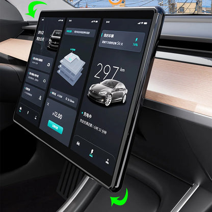Gloss Navigation Screen Protector Frame for Tesla Model 3/Y – Soft Silicone Edge Display Cover & Central Control Protector