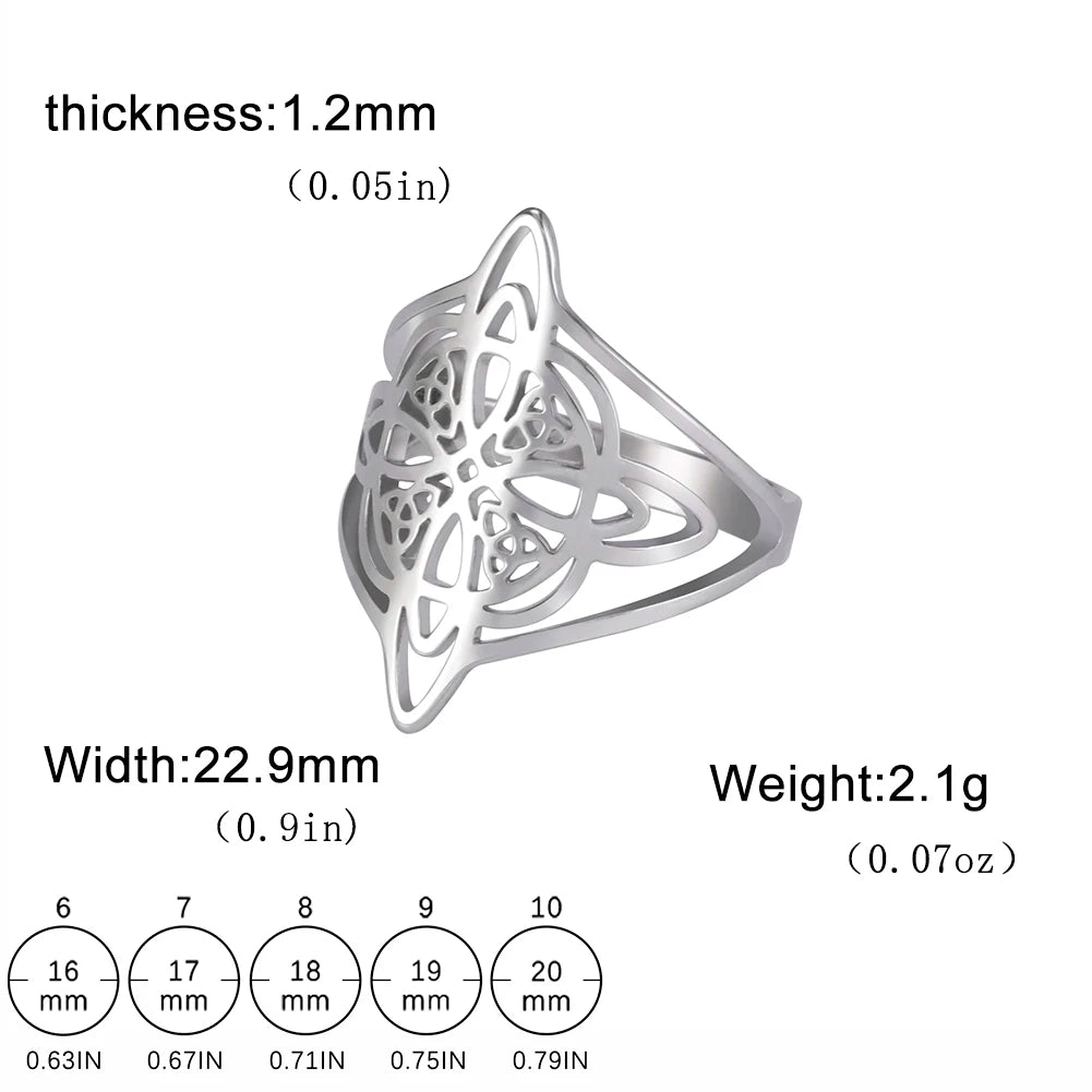 Witch Knot Stainless Steel Ring – Wiccan Celtic Knot Amulet, Good Luck & Protection Jewelry for Men & Women
