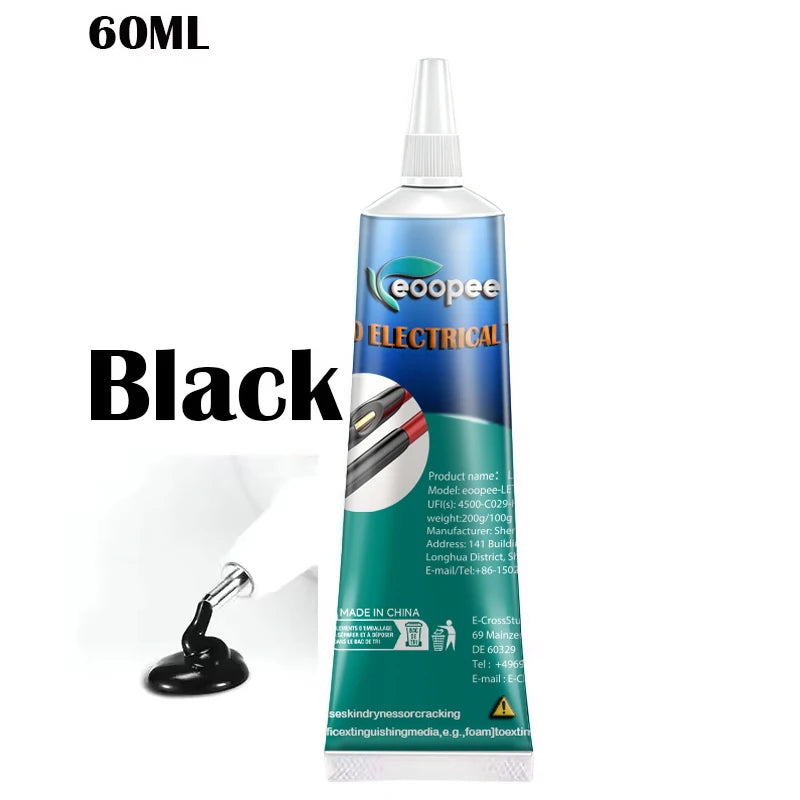 Liquid Waterproof Electrical Tape - Quick-Drying Black Epoxy Sealant Glue for Wire and Cable Insulation and Home Repairs