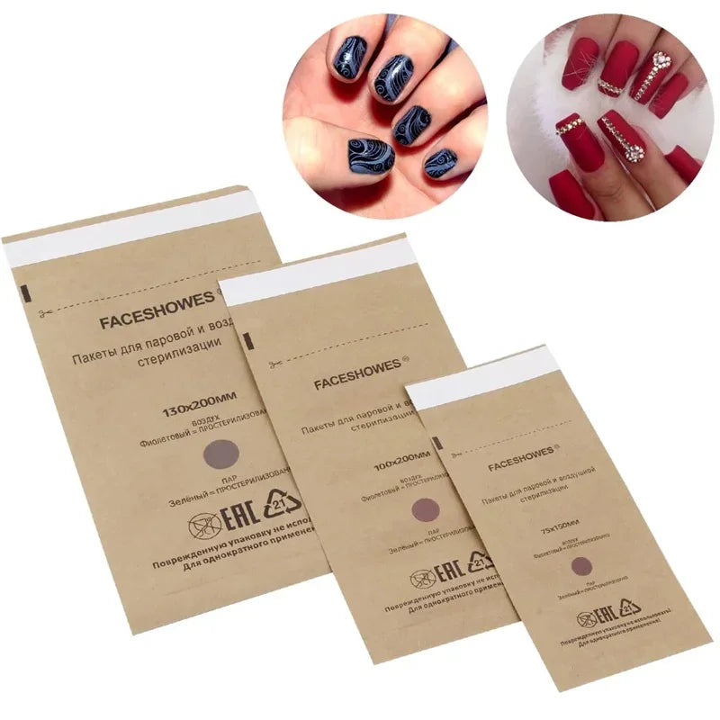 Disposable Sterilization Bag Set for Nail Tools: 50/100Pcs Kraft Bags for Sterilizing Nails Equipment - Essential Disinfection Accessories for Salon Hygiene