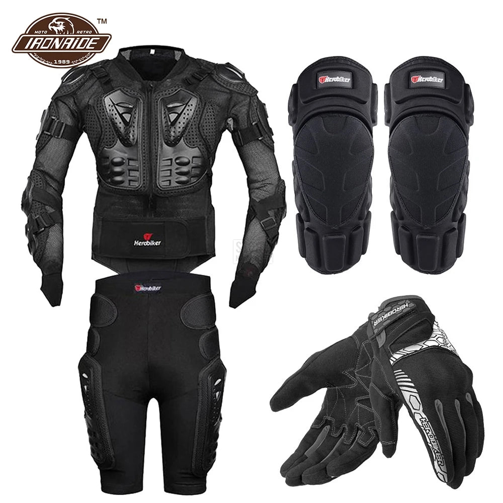Motorcycle Jacket with Full Body Armor Set – Chest Armor Suit for Motocross Racing & Protective Moto Gear, Sizes S-5XL