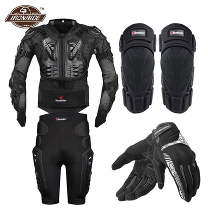 Motorcycle Jacket with Full Body Armor Set – Chest Armor Suit for Motocross Racing & Protective Moto Gear, Sizes S-5XL