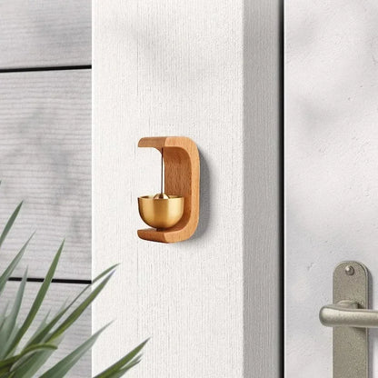 Wireless Doorbell with Solid Wooden Design - Magnetic Brass Wind Chimes, Jingle Bell Pendant for Entrance & Home Decor