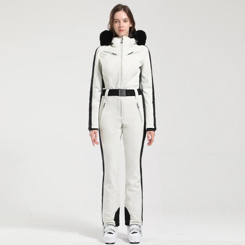 Gsou Women’s Winter Snow Jumpsuit – One-Piece Ski Suit, Thermal Waterproof & Windproof Outdoor Sportswear for Snowboarding