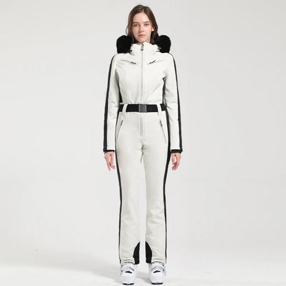 Gsou Women’s Winter Snow Jumpsuit – One-Piece Ski Suit, Thermal Waterproof & Windproof Outdoor Sportswear for Snowboarding