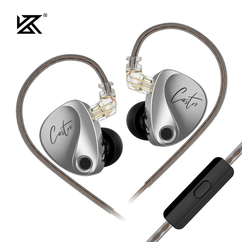 KZ Castor HiFi In-Ear Earphones - Dual Dynamic Drivers, Tunable Balanced Armature & Noise-Isolating Earbuds