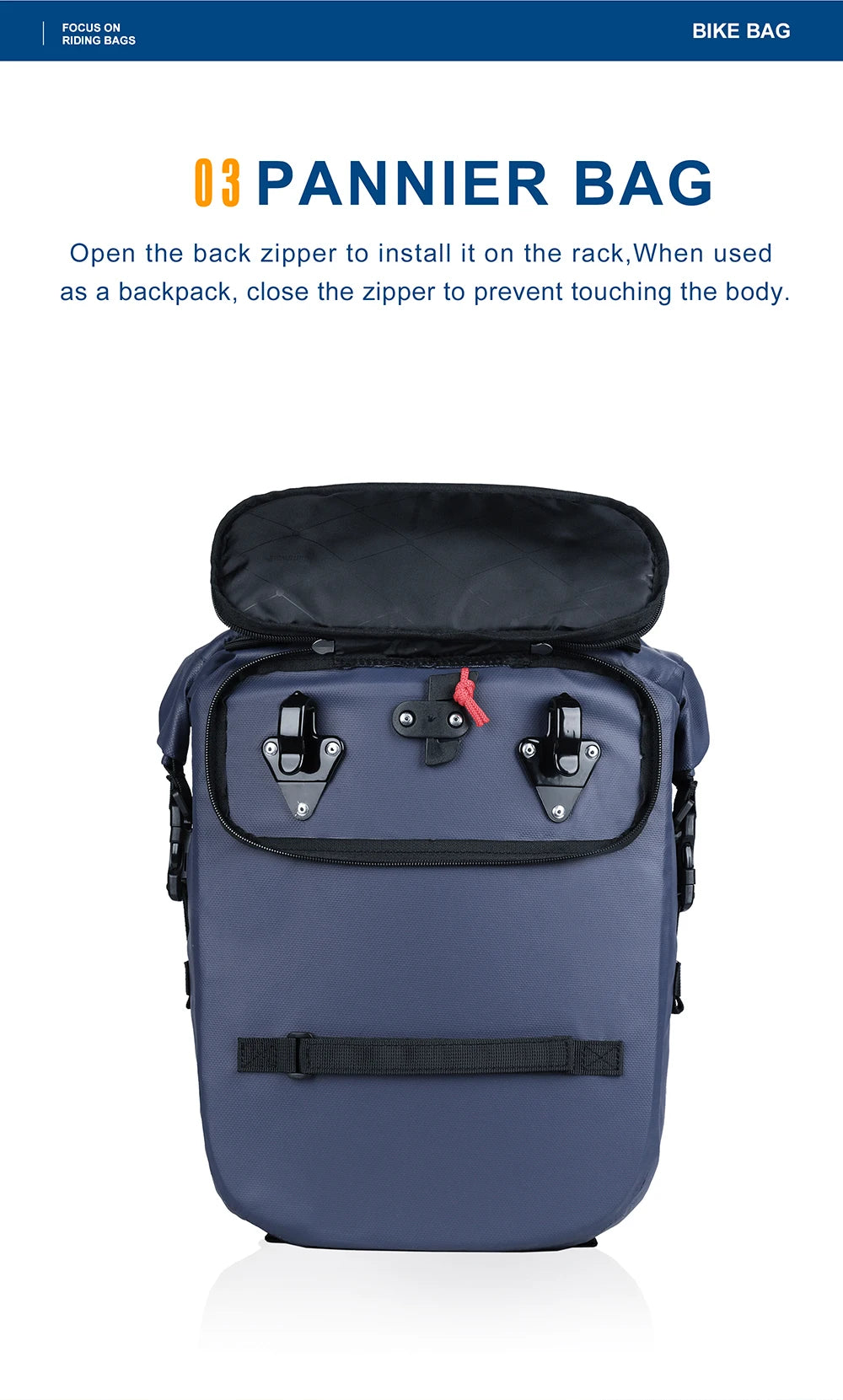 Rhinowalk 20L Bike Pannier Bag — Waterproof Rear Rack Bicycle Shoulder Backpack, Travel & Cycling Accessories