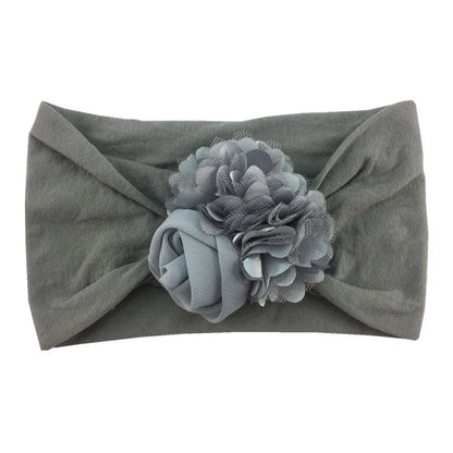 Baby Girls Soft Stretch Flower Headband Wide Nylon Knot Headwrap Kids Hair Band Newborn Photo Prop Accessories