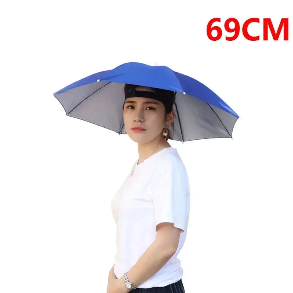 Foldable Outdoor Umbrella Hat – Double Layer Sun Cap for Fishing, Camping & Beach, Unisex Headwear