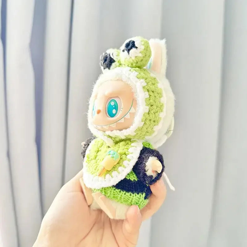17cm Mini Plush Doll Clothes — Kpop EXO Labubu Idol V1 V2 Outfit Set with Sweater & Headband, Doll Accessories Gift