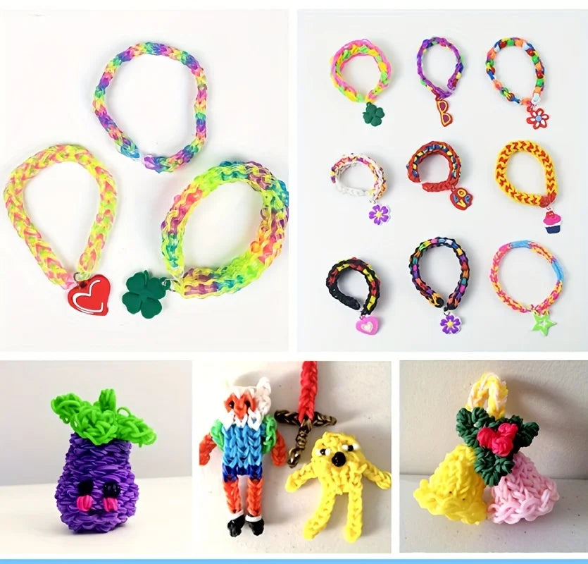 600pcs Glow-in-the-Dark Loom Band Kit – Colorful DIY Bracelet Making Set with Beads & Accessories for Friendship Crafts