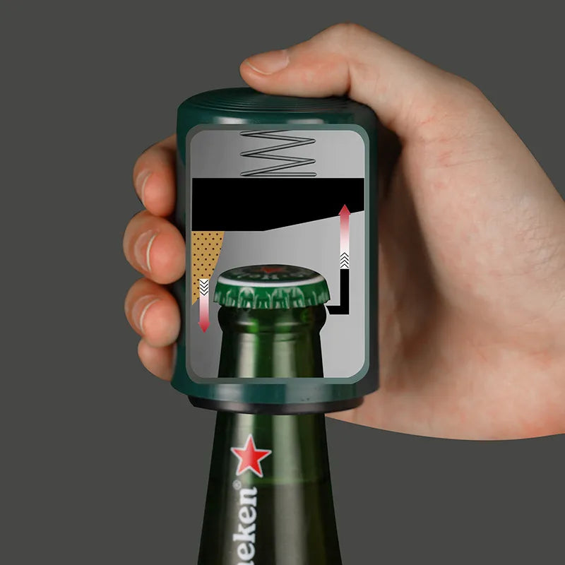 Nymph Creative Magnetic Automatic Beer Bottle Opener - Stainless Steel Press Lid Corkscrew Tool, Portable Bar Gadget