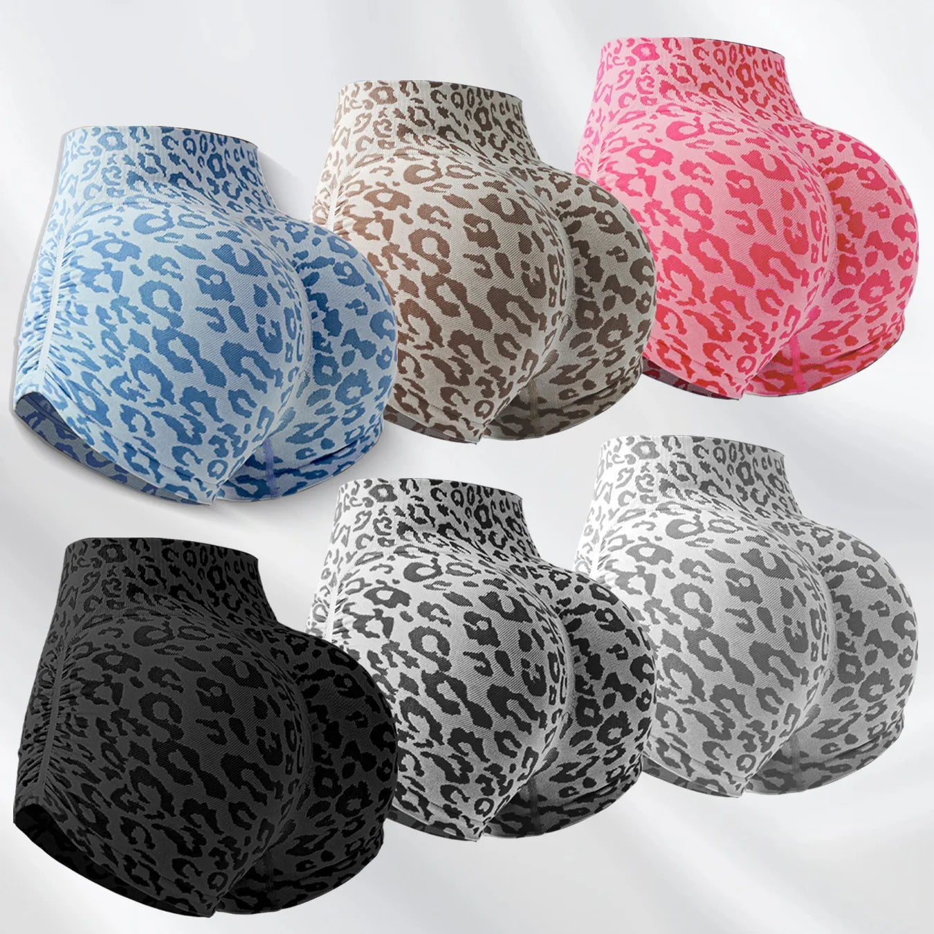 Women's Leopard Print Seamless Yoga Shorts - High-Waisted Butt-Lifting Fitness Workout Shorts