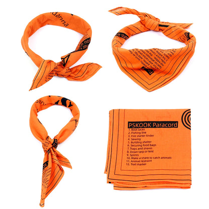 Survival Bandana - Heavy Duty Construction with Easy-to-Read Tips, High-Visibility Orange for Backpacking, Camping, Hiking, and Emergency Use
