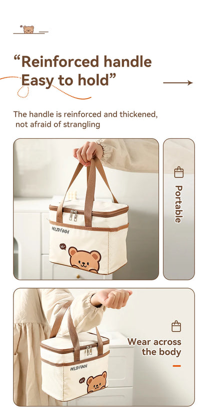 WORTHBUY Cute Thermal Lunch Bag – Large Capacity Insulated, Waterproof & Portable Picnic Cooler for Students