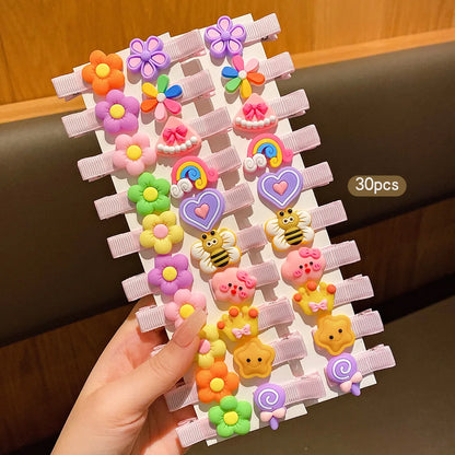 30PCS Cute Cartoon Hair Clips - Sweet and Stylish Hair Accessories for Girls, Everyday Hairstyles, and Casual Wear