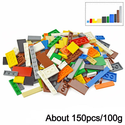 150-Piece DIY Building Blocks Set - Multicolor Flat Tile Construction Parts for Creative Educational Play and Crafts
