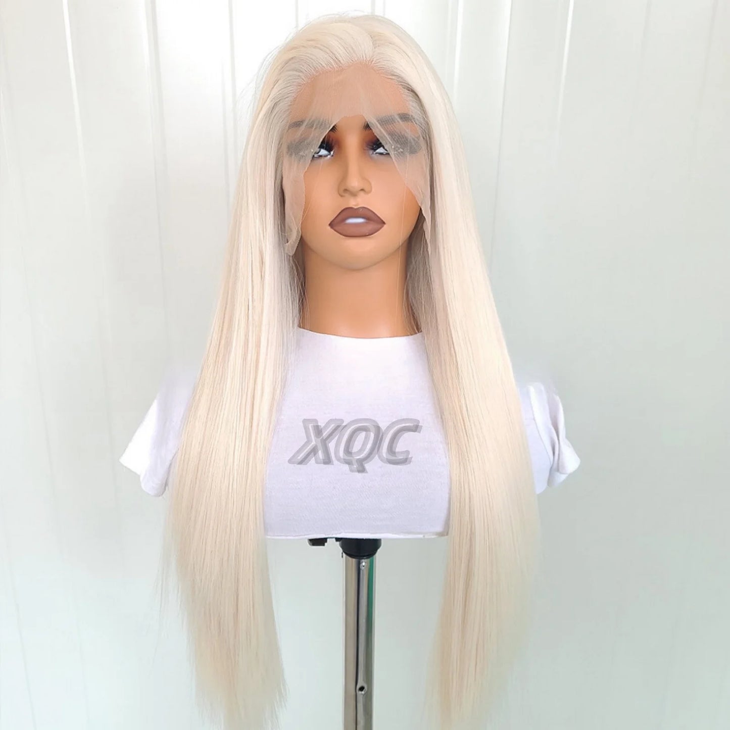 Blonde Straight Synthetic Lace Front Wig – Glueless Long Platinum White Blonde Hair Wig for Women
