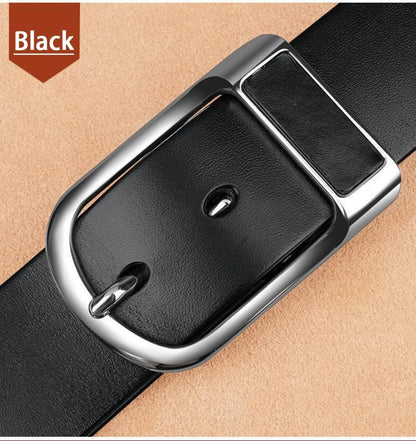 Genuine Leather Men's Belt – High-Quality Buckle, Cowskin Casual & Business Waistband, Cowboy Fashion Designer 2024 New