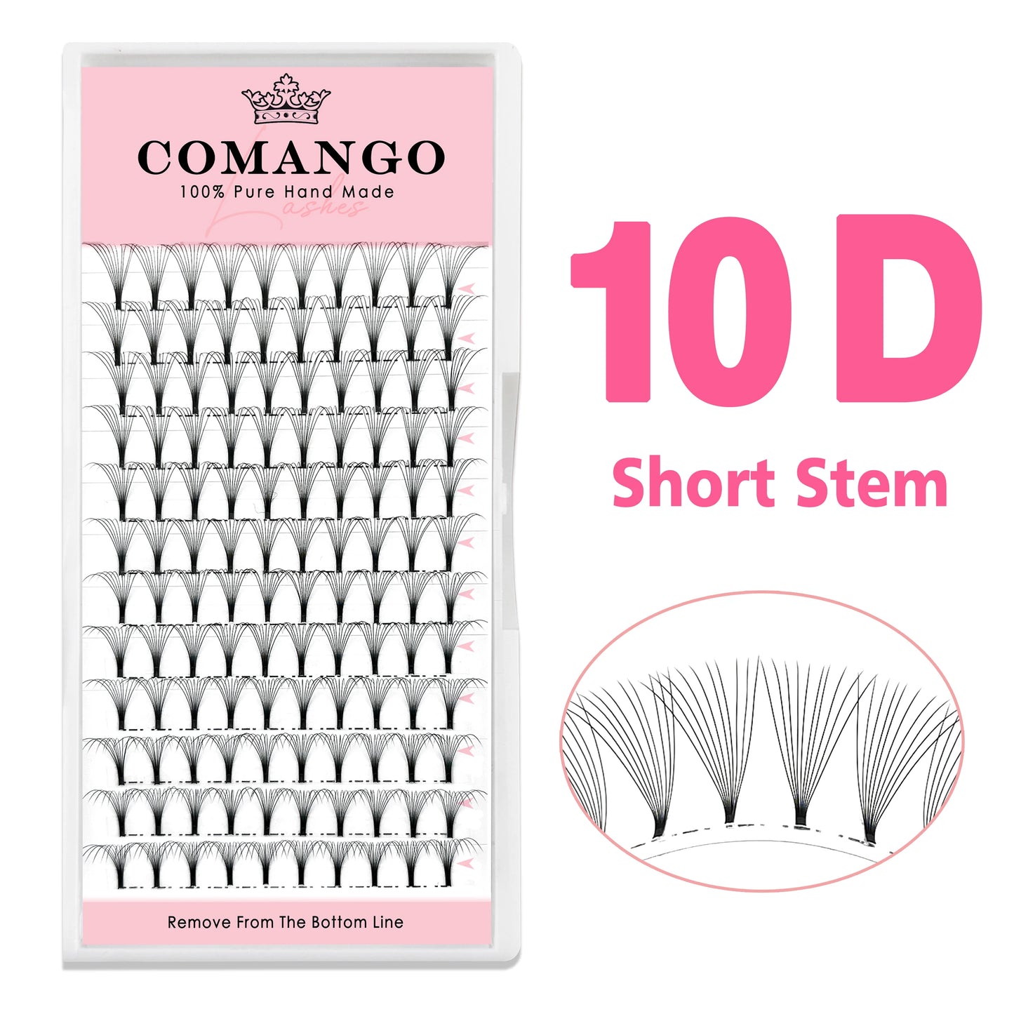 CoMango Premade Volume Fans Short Stem Russian Eyelash Extensions — 3D-10D Faux Mink Lashes Wholesale