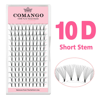 CoMango Premade Volume Fans Short Stem Russian Eyelash Extensions — 3D-10D Faux Mink Lashes Wholesale