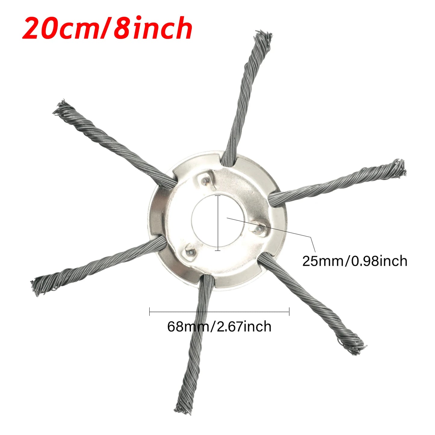 LUSQI Steel Wire Wheel Grass Trimmer Head – 6/8/9 Inch Universal Brush Cutter Attachment for Weed, Moss & Rust Removal for Straight Shaft Trimmers