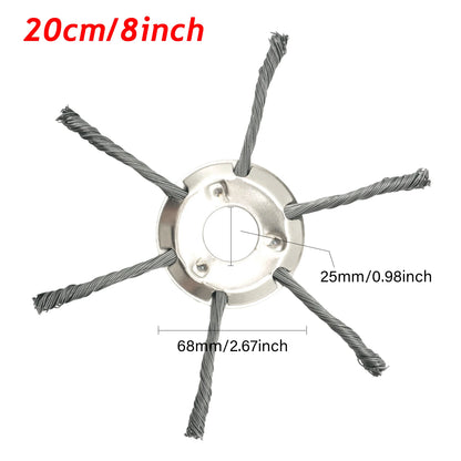 LUSQI Steel Wire Wheel Grass Trimmer Head – 6/8/9 Inch Universal Brush Cutter Attachment for Weed, Moss & Rust Removal for Straight Shaft Trimmers
