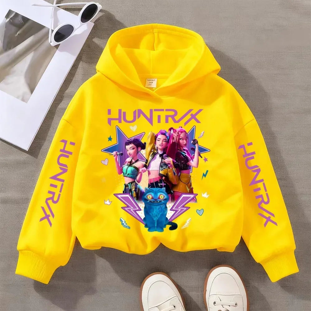 KPop Devil Hunter Printed Kids Hoodie – Autumn & Winter Warm Casual Sweatshirt for Boys & Girls