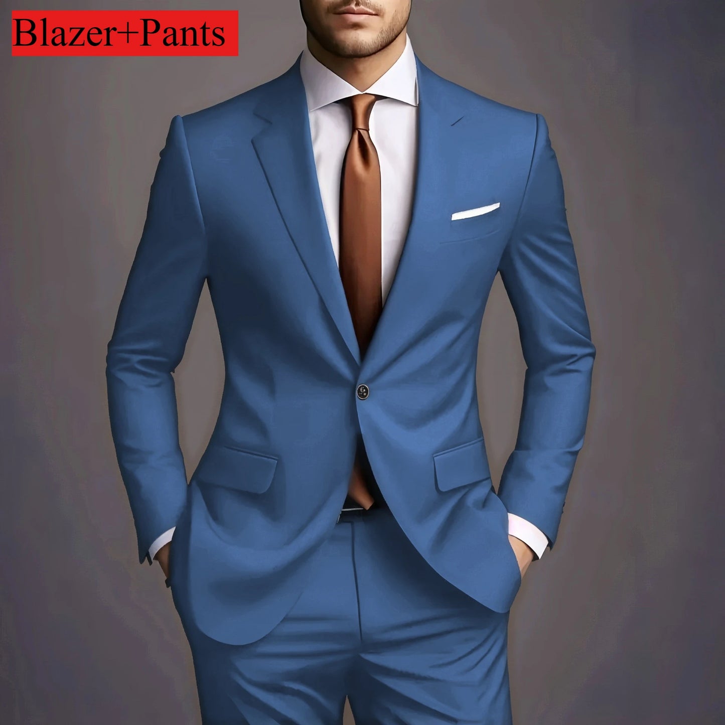 2026 Luxury Men's 2-Piece Suit Set - Elegant Slim Fit Wedding Groom Tuxedo & Casual Formal Wear