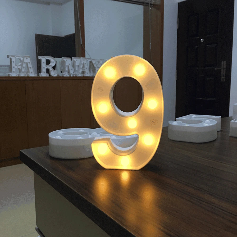 LED Number & Letter Night Light - Luminous A-Z Alphabet & 0-9 Lamp for Party and Wedding Decor