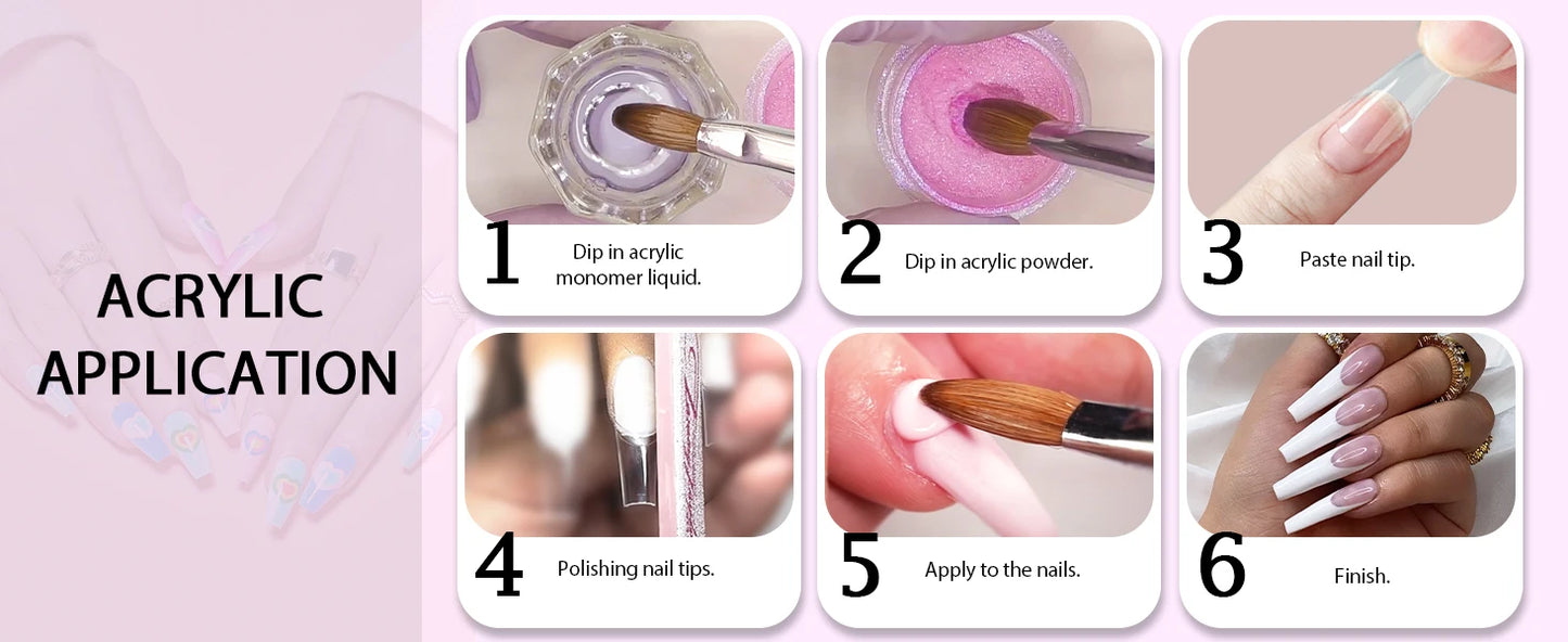 Kolinsky Acrylic Nail Brush — 100% Pure Metal Handle, Sizes 2-18 High-Quality Nail Tool