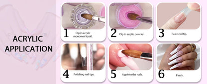 Kolinsky Acrylic Nail Brush — 100% Pure Metal Handle, Sizes 2-18 High-Quality Nail Tool