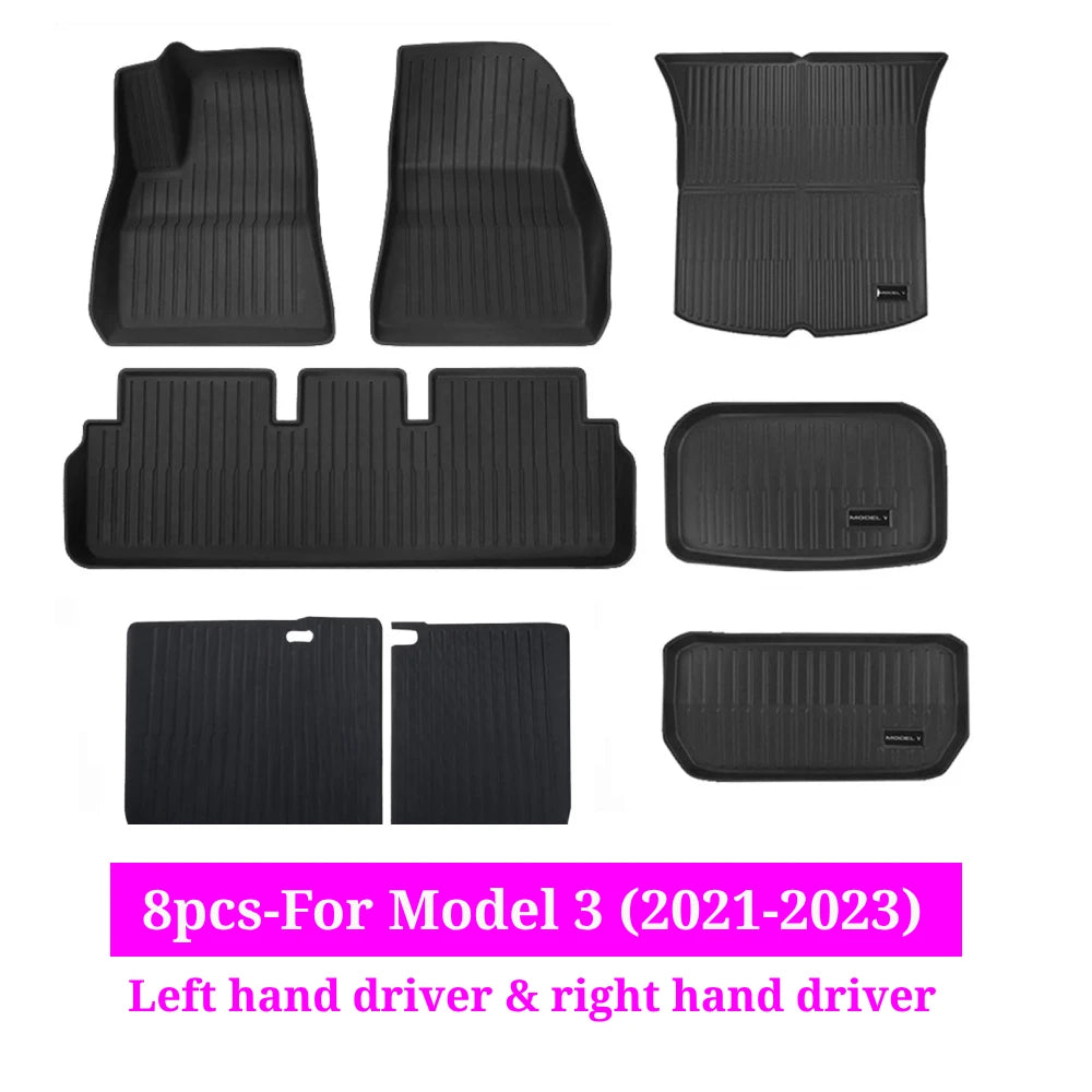 XPE All-Weather Floor Mats for Tesla Model 3/Y (2021-2024) – Waterproof Non-Slip Rubber Trunk Cargo Liner