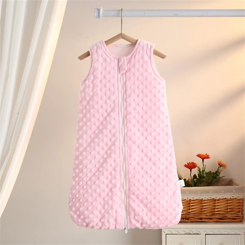 Baby Sleeping Bag - Warm Velvet Sleeveless Newborn Sleep Sack for Autumn & Winter Anti-Kick Comfort