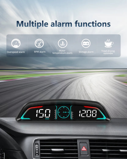 AD G3/B3 OBD2 GPS Head-Up Display – Smart Car HUD with Digital Speedometer, RPM, Water Temp, Clock & Security Alarm