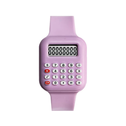 2026 Kids Digital Watch with Calculator - Rubber Strap Electronic Watch for Girls with Time & Date Display