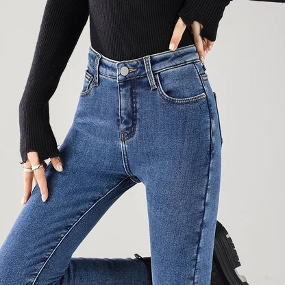Women’s Thermal Fleece Jeans – Winter Warm Thickened Skinny Velvet Pants