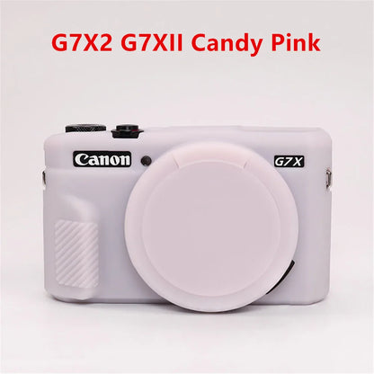 Canon G7X Silicone Camera Case - Soft Rubber Shockproof Body Cover with Lens Cap for G7X Mark II III G7XII G7X2 G7XIII G7X3