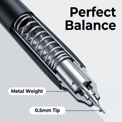 Metal Gear Fidget Pen - Low Center of Gravity 0.5mm Quick-Dry Ink Pen for Exams & Office Use