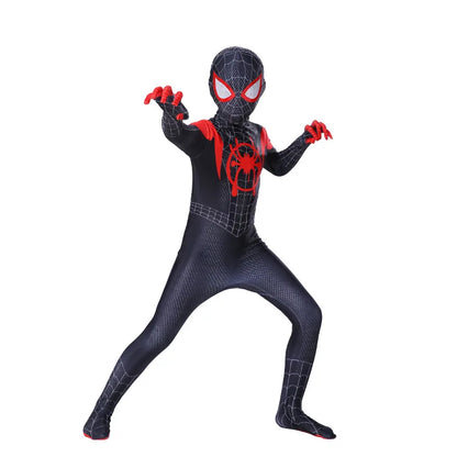Spiderman Cosplay Jumpsuit for Kids – Miles Morales Superhero Costume, Halloween & Carnival Zentai Bodysuit