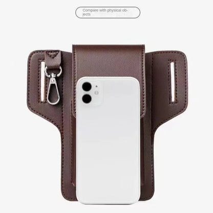 2024 Men’s Leather Belt Phone Waist Pack – Multifunctional PU Card & Key Organizer Portable Waist Bag Gift Idea