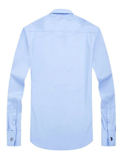 Men’s French Cuff Dress Shirt - Slim Fit Solid Color Long Sleeve Formal Business Shirt
