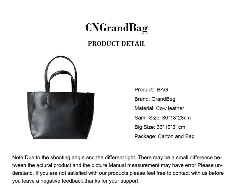 Customizable Name Large Capacity Commuter Bag – 100% Genuine Leather Soft Tote, Single Shoulder & Diagonal Shopping Bag