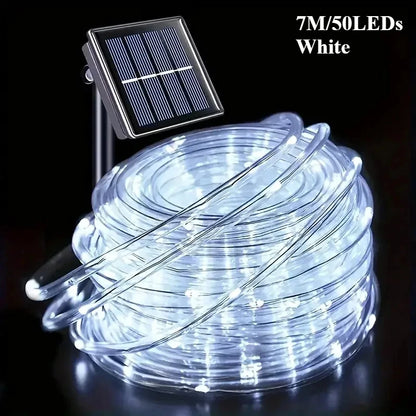 LED Solar String Lights – Waterproof Tube Rope Fairy Lights for Garden, Christmas & Outdoor Holiday Home Decoration