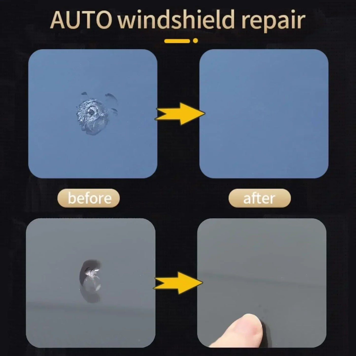 Windshield Repair Kit – DIY Automotive Glass Tool for Chips, Cracks & Star-Shaped Damage with Nano Fluid Filler