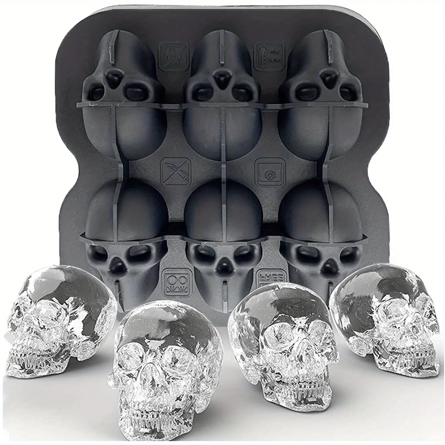 Skull Ice Ball Mold – 3D Silicone Ice Cube Tray, BPA-Free for Freezer & Cocktails