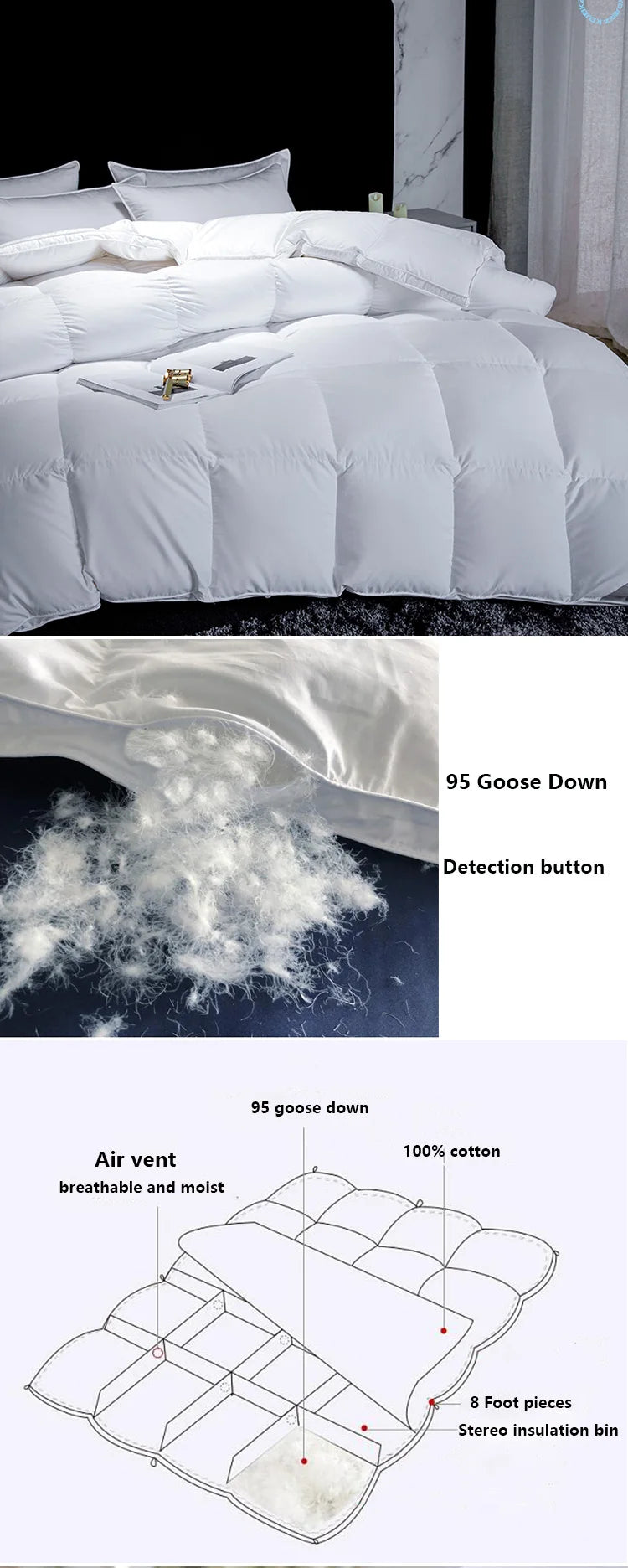 KDJEIKZ Winter Cotton Goose Down Quilt – Five-Star Hotel Duvet, Super Soft & Fluffy for Queen, King & Full Size, All-Season Blanket