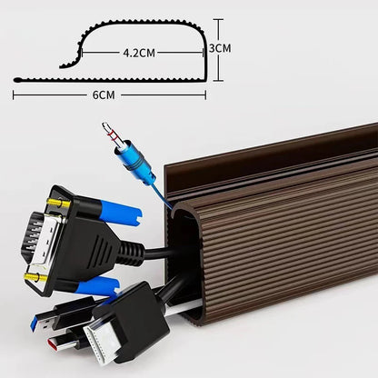 White Channel Desk Cable Organizer – No-Drill Under Desk Cable Management Tray & Protector