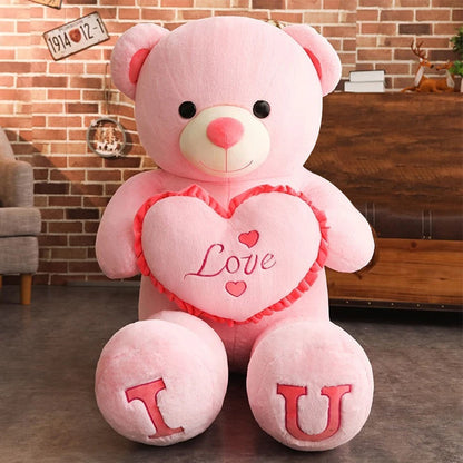 100cm “I LOVE YOU” Giant Plush Bear – Soft Stuffed Toy for Kids & Girlfriend Birthday Gift