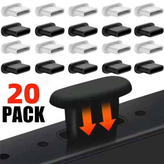 Type-C Dust Plug Set - 1-20Pcs Silicone Charging Port Protector Caps for Mobile Phones & Tablets